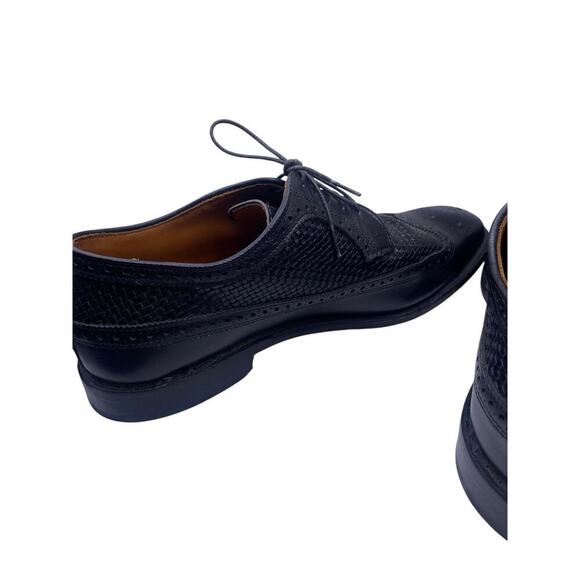 Allen Edmonds Boca Raton Black Woven Leather Dress Shoes Mens 11 Wingtip Derby - Picture 11 of 14
